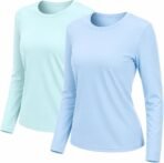2 Pack Rash Guard for Women UPF 50+ Sun Shirts UV Protection Long Sleeve Workout Tops Lightweight Quick Dry Swim Hiking Shirt