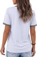 Womens T Shirts Graphic Tees Spring Short Sleeve V Neck Funny Letter Print Casual Loose Cute Summer Tops - Image 2