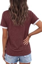 Womens T Shirts Graphic Tees Spring Short Sleeve V Neck Funny Letter Print Casual Loose Cute Summer Tops - Image 2