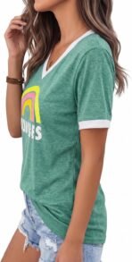 Womens T Shirts Graphic Tees Spring Short Sleeve V Neck Funny Letter Print Casual Loose Cute Summer Tops - Image 3