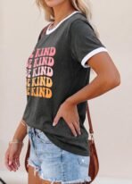 Graphic Tees for Women Short Sleeve Summer Tops Funny Letter Printed Loose Casual T Shirts - Image 2