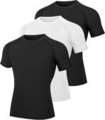3 Pack Boys Compression Shirt Short Sleeve Youth Basketball Undershirt Kids Athletic Quick Dry Base Layer T-Shirt
