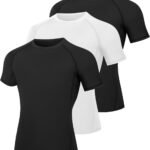 3 Pack Boys Compression Shirt Short Sleeve Youth Basketball Undershirt Kids Athletic Quick Dry Base Layer T-Shirt