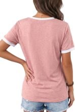 Womens T Shirts Graphic Tees Spring Short Sleeve V Neck Funny Letter Print Casual Loose Cute Summer Tops - Image 3