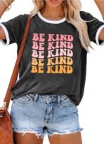 Graphic Tees for Women Short Sleeve Summer Tops Funny Letter Printed Loose Casual T Shirts