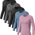 5 Pack Women's Compression Shirt Long Sleeve Workout Tops Athletic Baselayer Quick Dry Gym Yoga Running T-Shirt