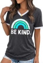 Womens T Shirts Graphic Tees Spring Short Sleeve V Neck Funny Letter Print Casual Loose Cute Summer Tops - Image 3