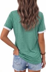 Womens T Shirts Graphic Tees Spring Short Sleeve V Neck Funny Letter Print Casual Loose Cute Summer Tops - Image 2