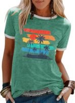Graphic Tees for Women Short Sleeve Summer Tops Funny Letter Printed Loose Casual T Shirts