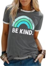 Graphic Tees for Women Short Sleeve Summer Tops Funny Letter Printed Loose Casual T Shirts