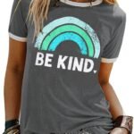 Graphic Tees for Women Short Sleeve Summer Tops Funny Letter Printed Loose Casual T Shirts