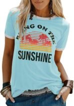 Graphic Tees for Women Short Sleeve Summer Tops Funny Letter Printed Loose Casual T Shirts