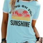 Graphic Tees for Women Short Sleeve Summer Tops Funny Letter Printed Loose Casual T Shirts