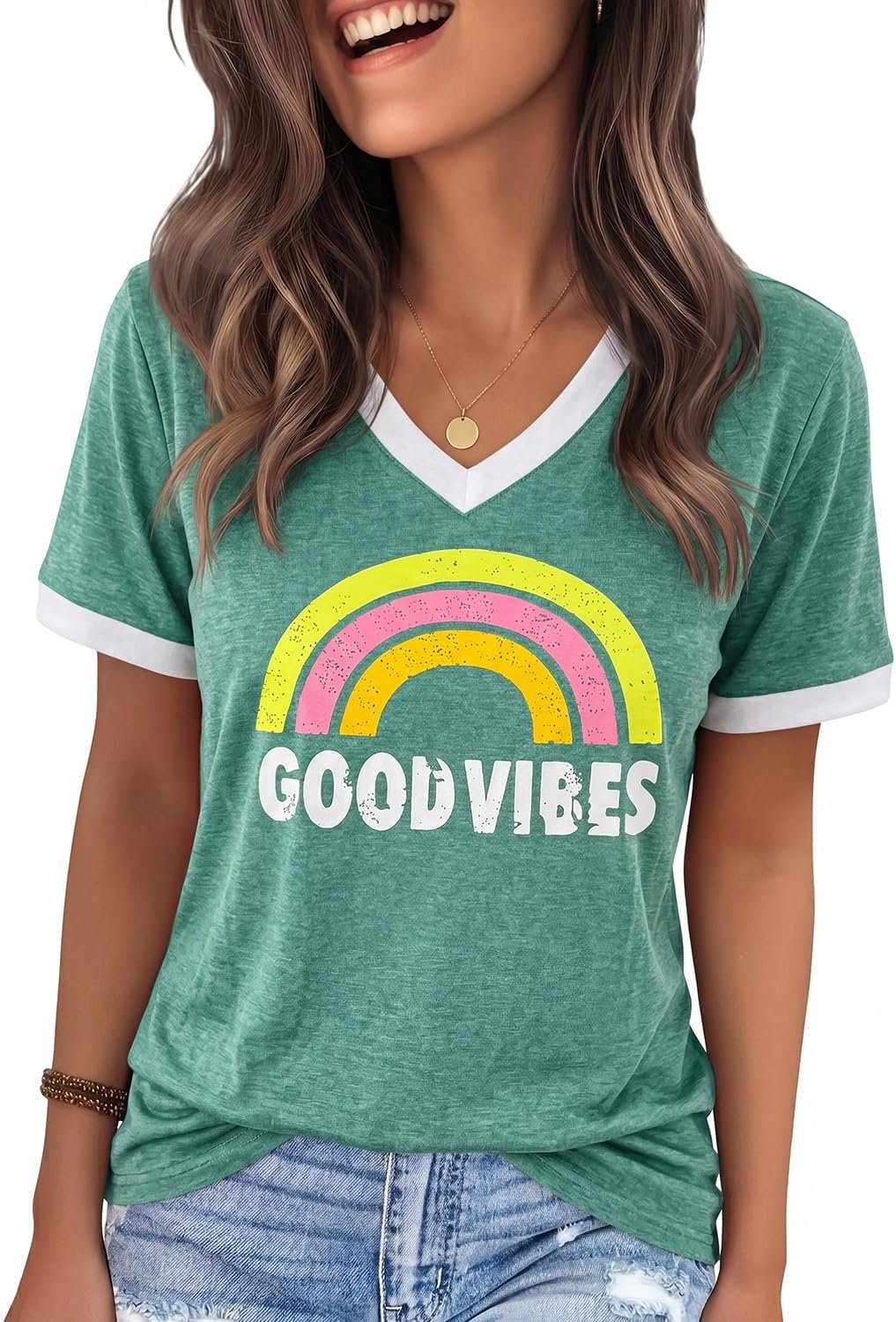 719a92SOxL._AC_SL1500_ Womens T Shirts Graphic Tees Spring Short Sleeve V Neck Funny Letter Print Casual Loose Cute Summer Tops - Image 1