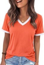 Womens T Shirts Graphic Tees Spring Short Sleeve V Neck Funny Letter Print Casual Loose Cute Summer Tops