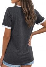 Womens T Shirts Graphic Tees Spring Short Sleeve V Neck Funny Letter Print Casual Loose Cute Summer Tops - Image 2