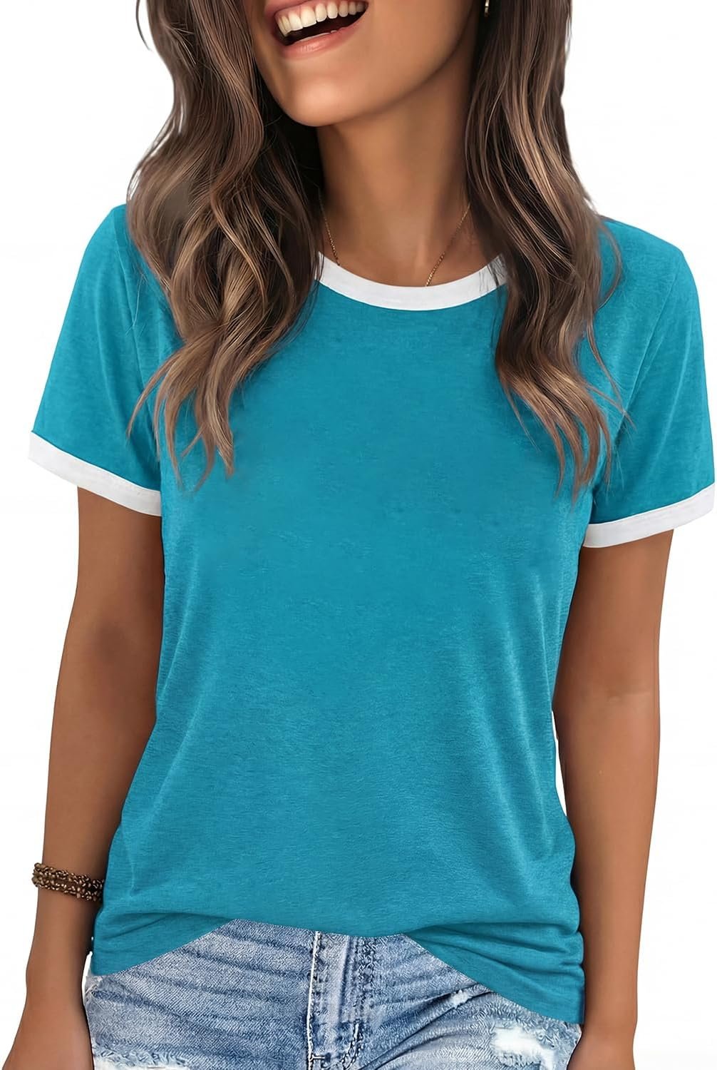 71CUgQsbkwL._AC_SL1500_ Graphic Tees for Women Short Sleeve Summer Tops Funny Letter Printed Loose Casual T Shirts - Image 1