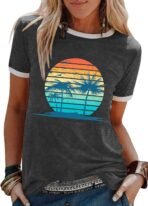 Graphic Tees for Women Short Sleeve Summer Tops Funny Letter Printed Loose Casual T Shirts - Image 4