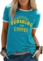 Graphic Tees for Women Short Sleeve Summer Tops Funny Letter Printed Loose Casual T Shirts