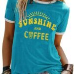 Graphic Tees for Women Short Sleeve Summer Tops Funny Letter Printed Loose Casual T Shirts