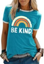 Graphic Tees for Women Short Sleeve Summer Tops Funny Letter Printed Loose Casual T Shirts