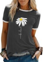 Graphic Tees for Women Short Sleeve Summer Tops Funny Letter Printed Loose Casual T Shirts
