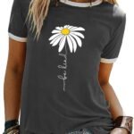 Graphic Tees for Women Short Sleeve Summer Tops Funny Letter Printed Loose Casual T Shirts
