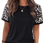 Graphic Tees for Women Short Sleeve Summer Tops Funny Letter Printed Loose Casual T Shirts