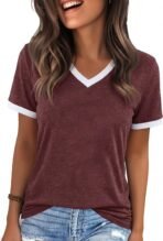 Womens T Shirts Graphic Tees Spring Short Sleeve V Neck Funny Letter Print Casual Loose Cute Summer Tops
