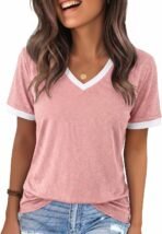 Womens T Shirts Graphic Tees Spring Short Sleeve V Neck Funny Letter Print Casual Loose Cute Summer Tops