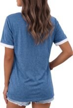 Womens T Shirts Graphic Tees Spring Short Sleeve V Neck Funny Letter Print Casual Loose Cute Summer Tops - Image 3