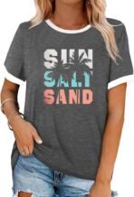 Graphic Tees for Women Short Sleeve Summer Tops Funny Letter Printed Loose Casual T Shirts