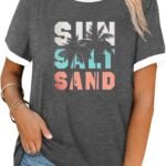 Graphic Tees for Women Short Sleeve Summer Tops Funny Letter Printed Loose Casual T Shirts
