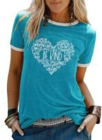Graphic Tees for Women Short Sleeve Summer Tops Funny Letter Printed Loose Casual T Shirts