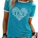 Graphic Tees for Women Short Sleeve Summer Tops Funny Letter Printed Loose Casual T Shirts