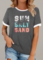 Graphic Tees for Women Short Sleeve Summer Tops Funny Letter Printed Loose Casual T Shirts - Image 3