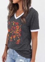 Womens T Shirts Graphic Tees Spring Short Sleeve V Neck Funny Letter Print Casual Loose Cute Summer Tops - Image 3