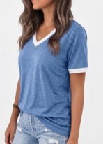 Womens T Shirts Graphic Tees Spring Short Sleeve V Neck Funny Letter Print Casual Loose Cute Summer Tops - Image 2
