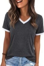 Womens T Shirts Graphic Tees Spring Short Sleeve V Neck Funny Letter Print Casual Loose Cute Summer Tops