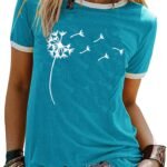 Graphic Tees for Women Short Sleeve Summer Tops Funny Letter Printed Loose Casual T Shirts