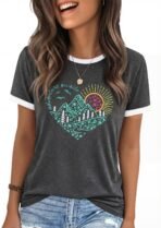 Graphic Tees for Women Short Sleeve Summer Tops Funny Letter Printed Loose Casual T Shirts