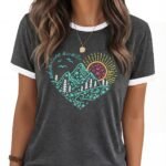 Graphic Tees for Women Short Sleeve Summer Tops Funny Letter Printed Loose Casual T Shirts