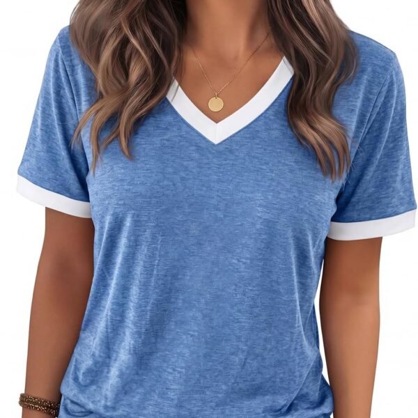 Womens T Shirts Graphic Tees Spring Short Sleeve V Neck Funny Letter Print Casual Loose Cute Summer Tops