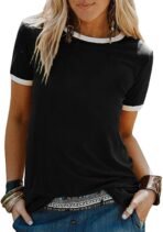 Graphic Tees for Women Short Sleeve Summer Tops Funny Letter Printed Loose Casual T Shirts