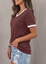 Womens T Shirts Graphic Tees Spring Short Sleeve V Neck Funny Letter Print Casual Loose Cute Summer Tops - Image 3