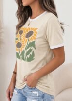 Graphic Tees for Women Short Sleeve Summer Tops Funny Letter Printed Loose Casual T Shirts - Image 2