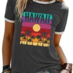 Graphic Tees for Women Short Sleeve Summer Tops Funny Letter Printed Loose Casual T Shirts