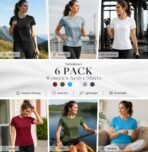 6 Pack Workout Tops for Women Short Sleeve UPF Sun Protection Athletic T Shirts Quick Dry Tennis Yoga Running Crew Neck Tee - Image 2