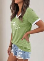 Womens T Shirts Graphic Tees Spring Short Sleeve V Neck Funny Letter Print Casual Loose Cute Summer Tops - Image 3