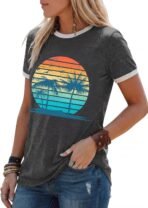Graphic Tees for Women Short Sleeve Summer Tops Funny Letter Printed Loose Casual T Shirts - Image 3